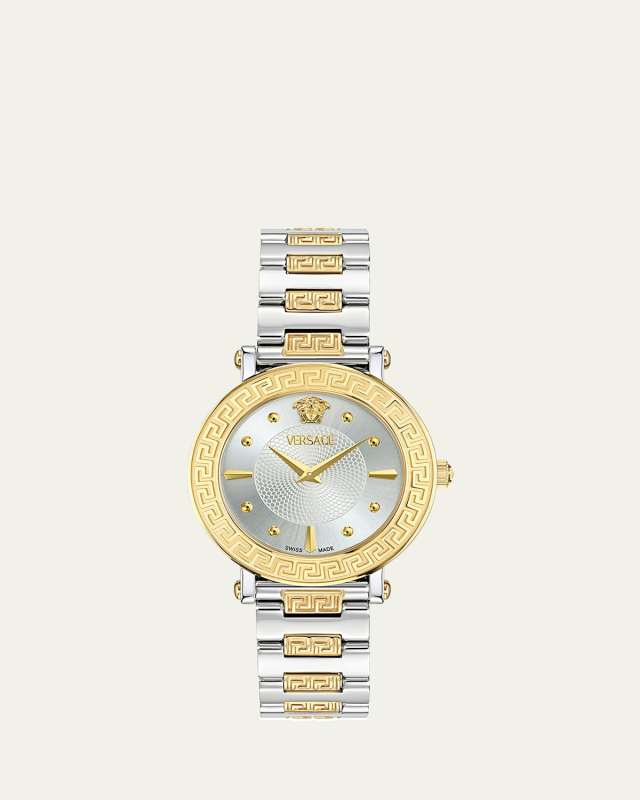 35mm Greca Sphere Watch with Bracelet Strap, Steel/Gold